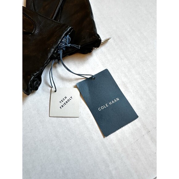 Cole Haan Leather Tech-Friendly Gloves Women’s Size Medium Black New W Tags - Picture 3 of 8